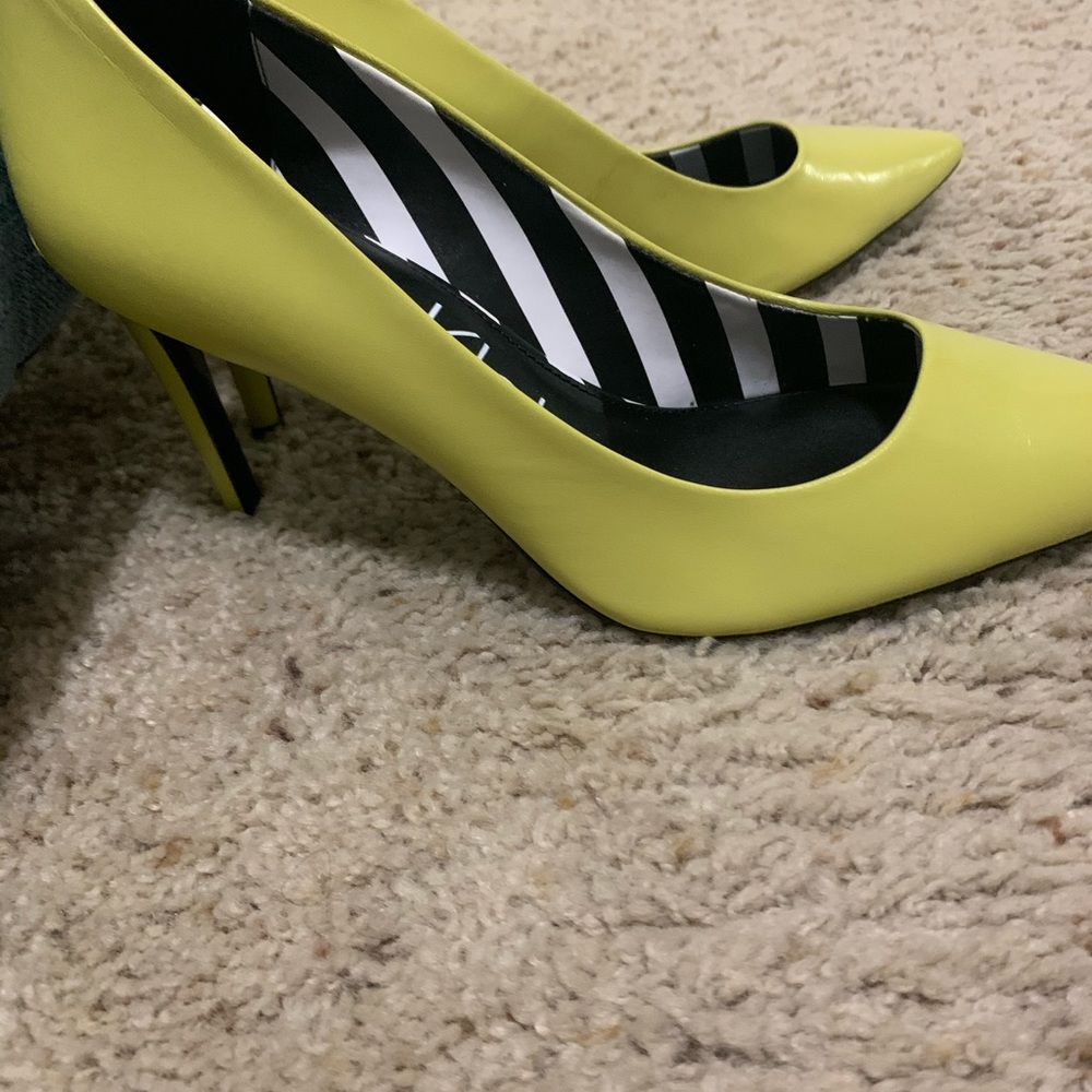 Calvin Klein Gayle Pumps-  Lime Kidskin Stripes